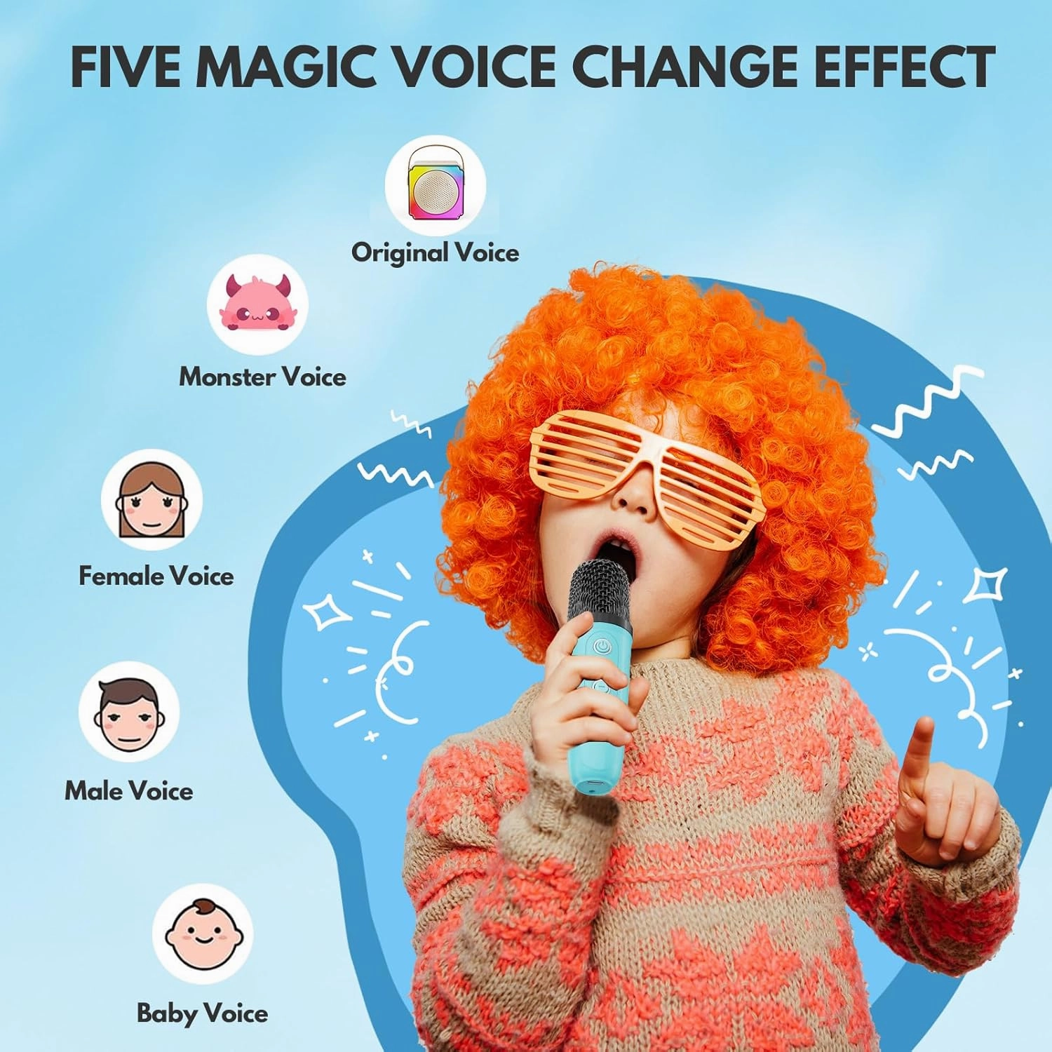 Karaoke Machine, Portable Bluetooth Speaker with Wireless Microphones for Kids Adult, Birthday Family Party Gifts Toys for Toddler Girls Boys 3 4 5 6 7 8 9 10 11 12  Year Old