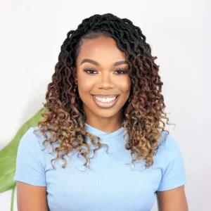 Karida Goddess Locs 12 Inch, Short Faux Locs 8 Packs, Crochet Hair With Curly Ends for Black Women Pre-Looped (12 Inch, Pack of 8, 1B/30/27#)