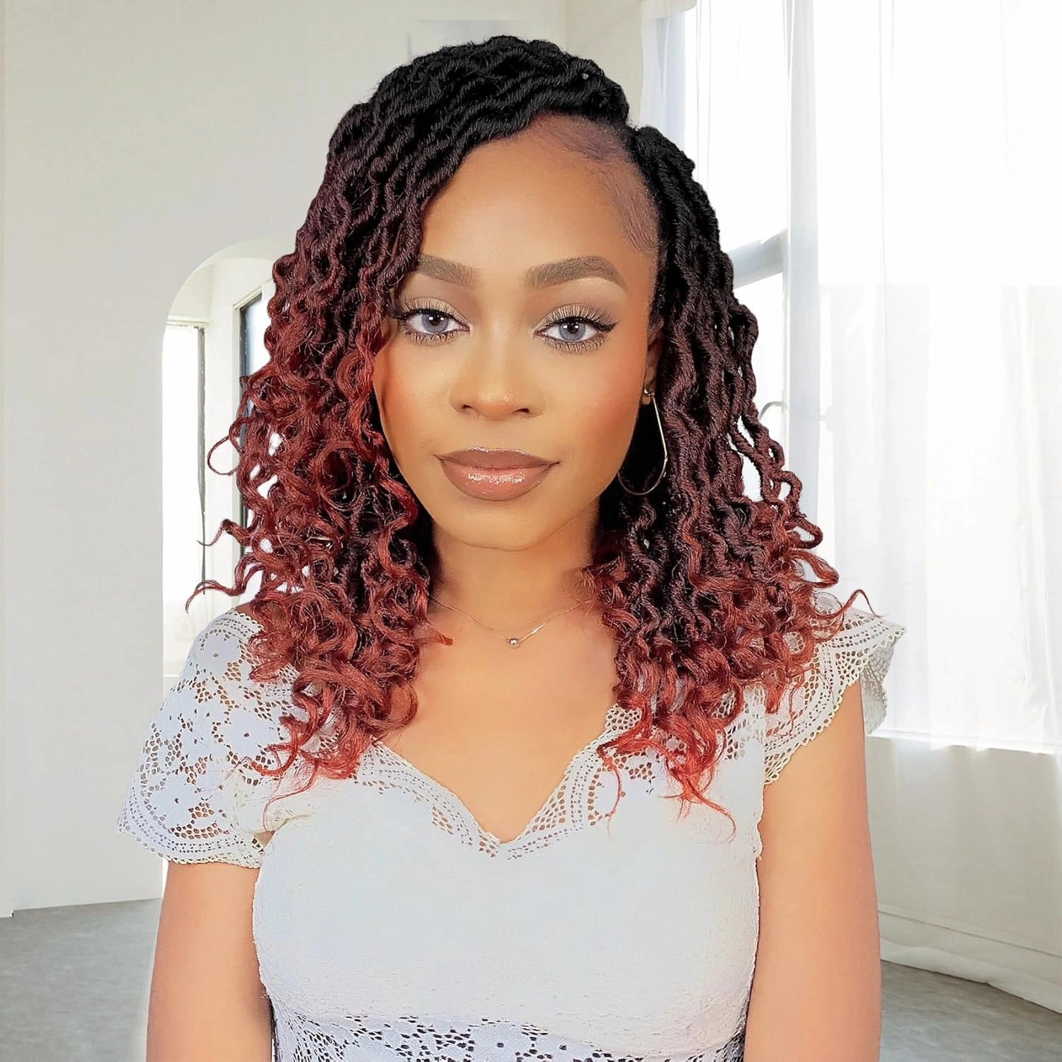 Karida Goddess Locs Crochet Hair 12 Inch, 8 Packs Faux Locs Crochet Hair For Black Women, Pre Looped Crochet Goddess Locs With Curly Ends (12 Inch (Pack of 8), 1B/530/350#)
