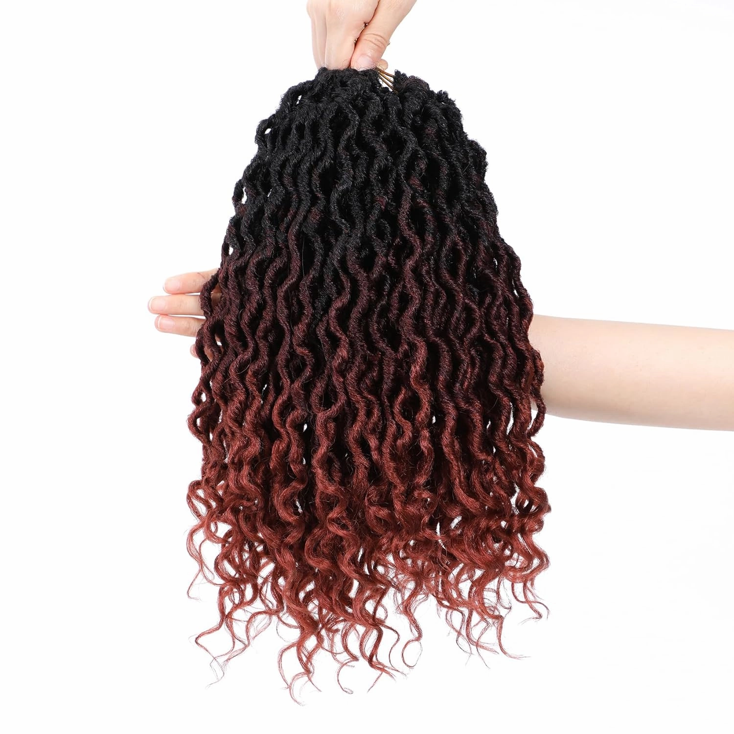 Karida Goddess Locs Crochet Hair 12 Inch, 8 Packs Faux Locs Crochet Hair For Black Women, Pre Looped Crochet Goddess Locs With Curly Ends (12 Inch (Pack of 8), 1B/530/350#)