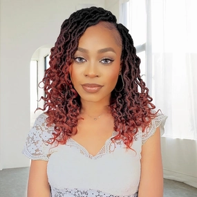 Karida Goddess Locs Crochet Hair 12 Inch, 8 Packs Faux Locs Crochet Hair For Black Women, Pre Looped Crochet Goddess Locs With Curly Ends (12 Inch (Pack of 8), 1B/530/350#)