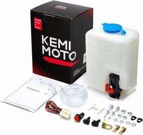 KEMIMOTO Universal Car Windshield Washer Pump Washer Fluid Reservoir Bottle Kit with Pump Jet Button Switch 12V Windshield Tank