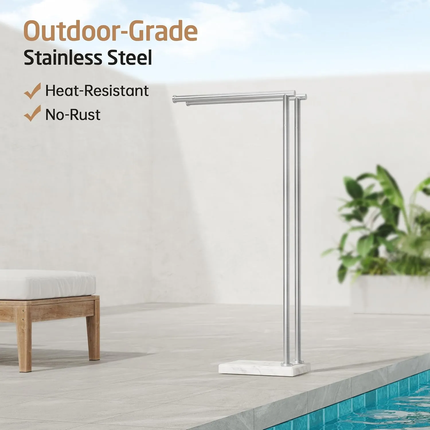 KES Free Standing Towel Racks for Bathroom, 2-Tier Towel Stand for Bathroom Floor with Weighted Natural Marble Base 3X Thicker, 18/8 Stainless Steel, Brushed Finish, BTH235-2
