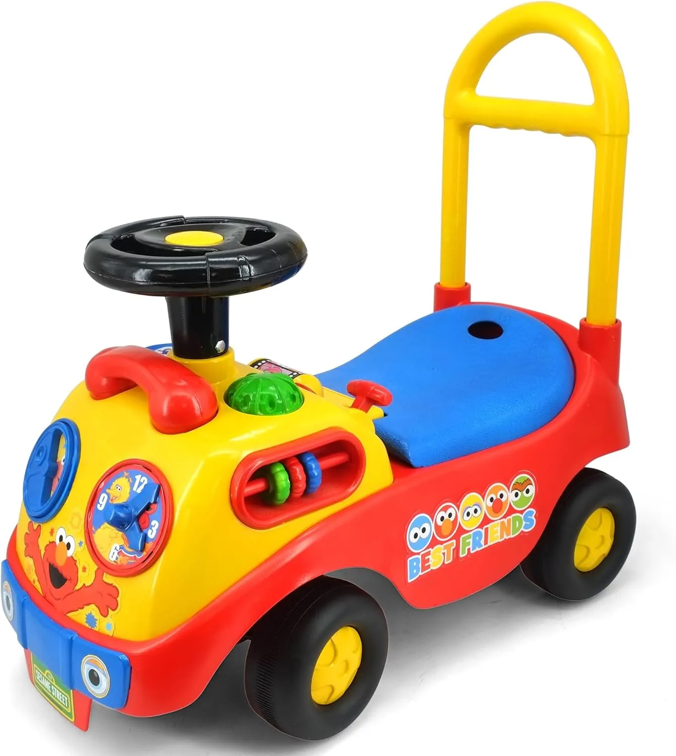 Kiddieland: My First Activity Ride-On - Elmo - Light & Sound Sesame Street Foot-to-Floor Vehicle, Interactive Dashboard, Seat Storage, Toddler 12-36mo