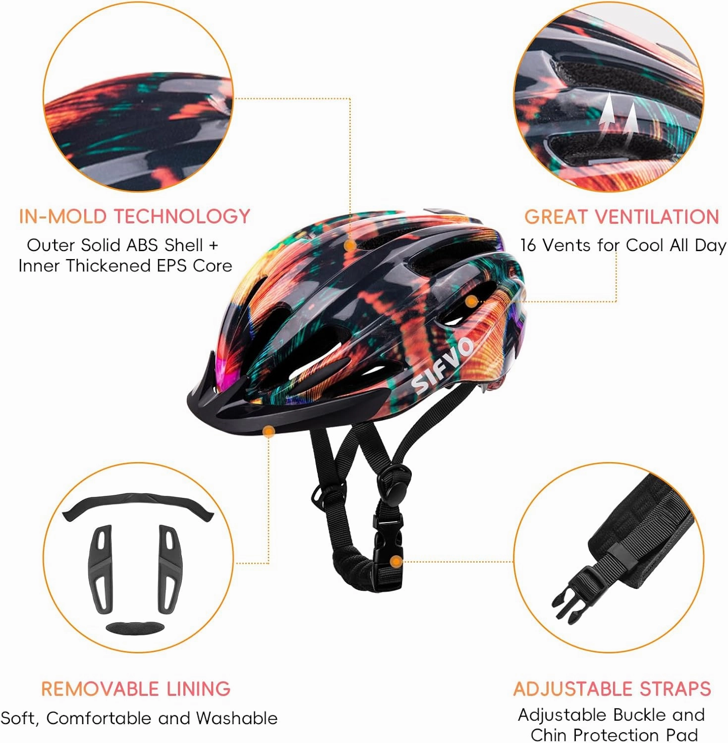 Kids Bike Helmet Kids Helmet for Boys and Girls Bike Helmet with Light Adjustable & Lightweight Bike Helmets for Kids Ages 5-14 Youth Bike Helmet Multi-Sport 55-58cm