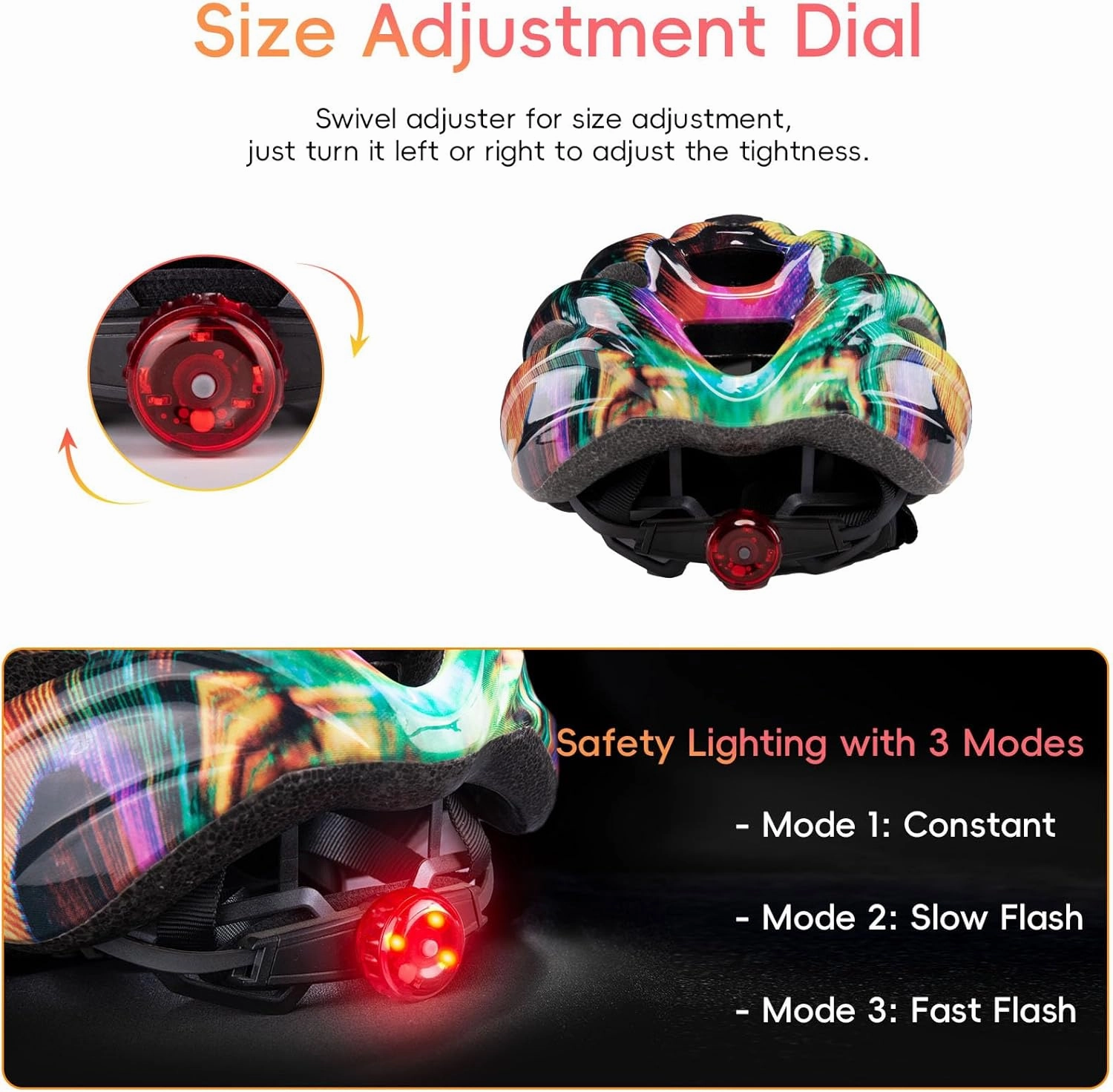 Kids Bike Helmet Kids Helmet for Boys and Girls Bike Helmet with Light Adjustable & Lightweight Bike Helmets for Kids Ages 5-14 Youth Bike Helmet Multi-Sport 55-58cm