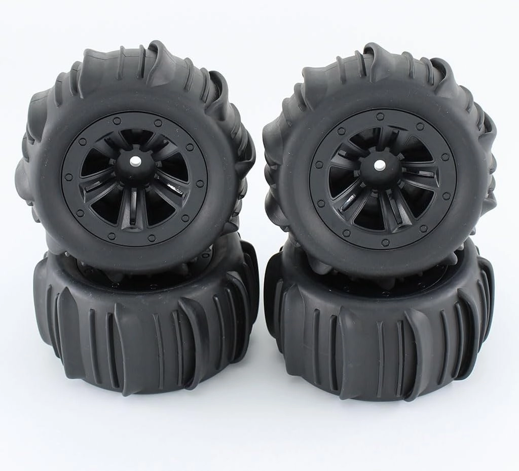 KingVal 4PCS Wheel Tire 12mm Hex Hub Beach Sand, Snow, Desert Off-Road Crawler Wheels Tires Compatible with WLtoys 144001 144002 144010 124008 124018 124019 124016 124017 MJX 1/16 1/14 RC Cars