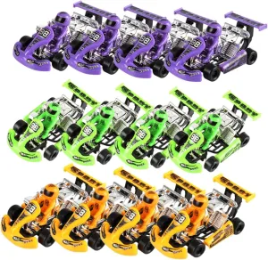 Kisangel 12pcs Cartoon Pull Back Cars Friction Powered Party Bag Fillers for Engaging Educational to Enhance Reaction and Skills