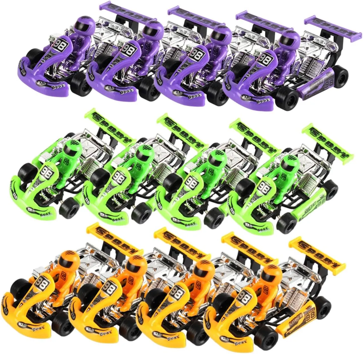 Kisangel 12pcs Cartoon Pull Back Cars Friction Powered Party Bag Fillers for Engaging Educational to Enhance Reaction and Skills