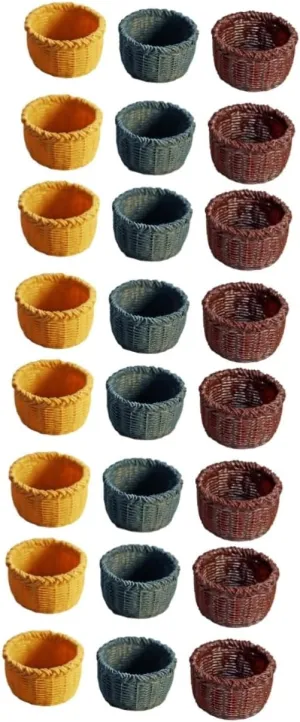 Kisangel 4sets Mini Shopping Basket Cute Toy Baskets for Garden Doll House Mini House Decor 6pcs*4
