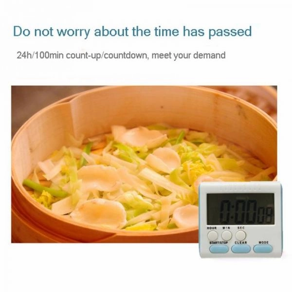 Kitchen Magnetic LCD Digital Cooking Timer Loud Count Up - Blue