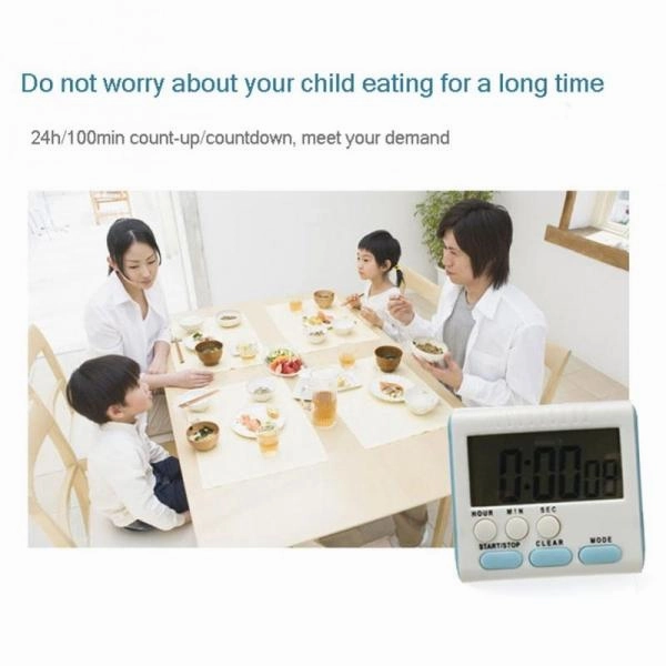Kitchen Magnetic LCD Digital Cooking Timer Loud Count Up - Blue
