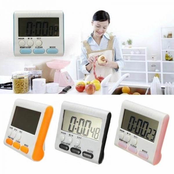 Kitchen Magnetic LCD Digital Cooking Timer Loud Count Up - Blue