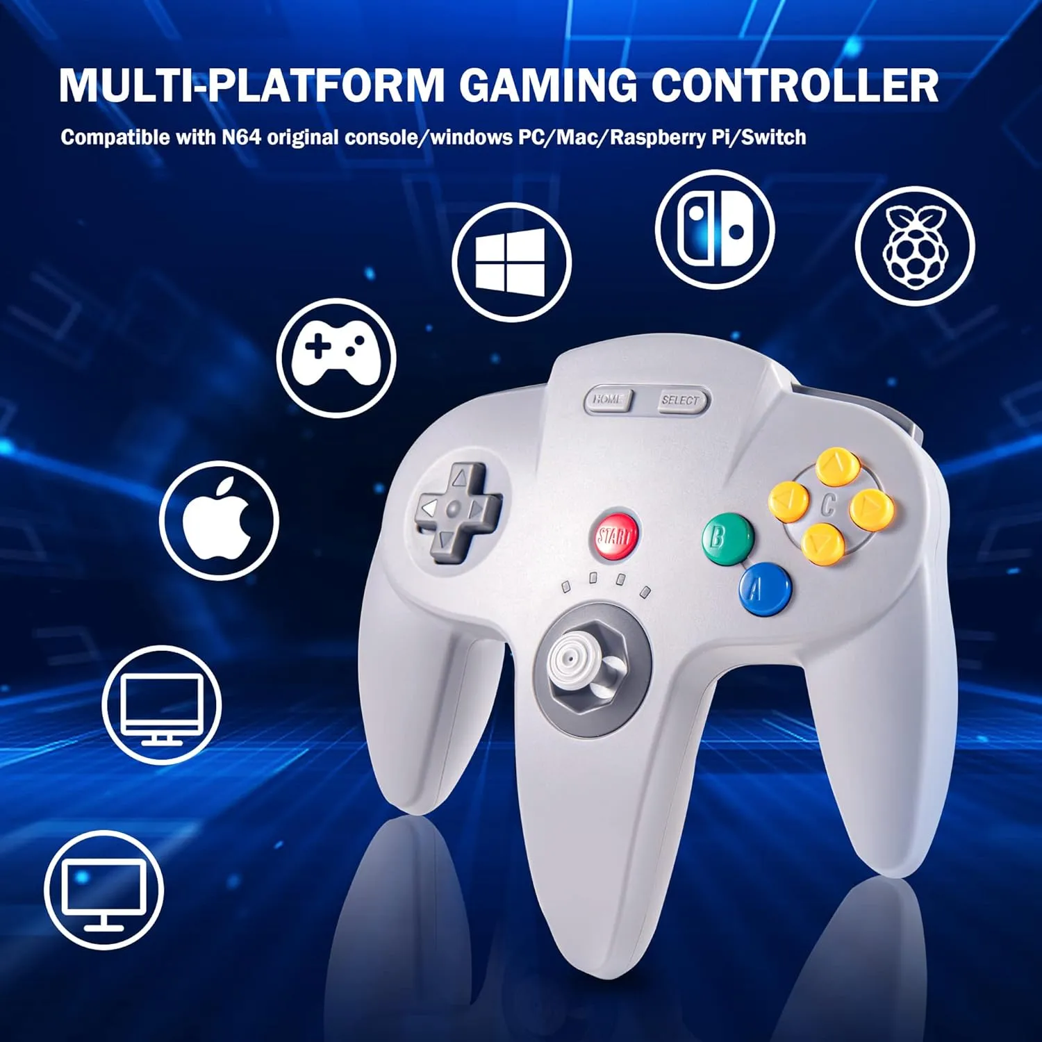 KIWITATA Wireless N64 Controller for Switch, 2.4ghz Rechargeable N64 Remote Wireless USB Game Joystick Controller for Switch/Switch Lite/Switch OLED, MAC, PC Windows 7,8,10,11 Gray