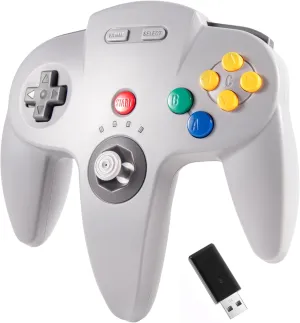 KIWITATA Wireless N64 Controller for Switch, 2.4ghz Rechargeable N64 Remote Wireless USB Game Joystick Controller for Switch/Switch Lite/Switch OLED, MAC, PC Windows 7,8,10,11 Gray