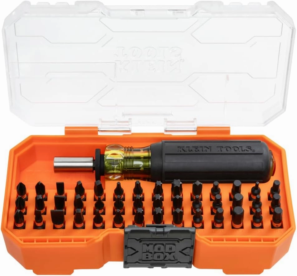 Klein Tools 33803 ProFlex 44-Piece Impact Driver Bit Set with Modular Case, S2 Steel, Magnetic, Adjustable Screwdriver, 42 Bits