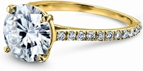 Kobelli Basket Cathedral 9mm Moissanite Ring 14k Yellow Gold (GH/VS, GH/I)