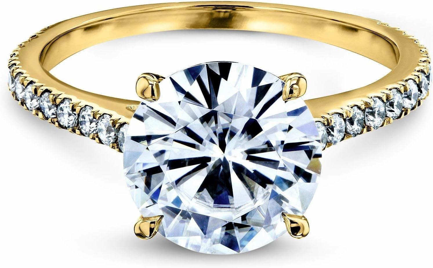 Kobelli Basket Cathedral 9mm Moissanite Ring 14k Yellow Gold (GH/VS, GH/I)