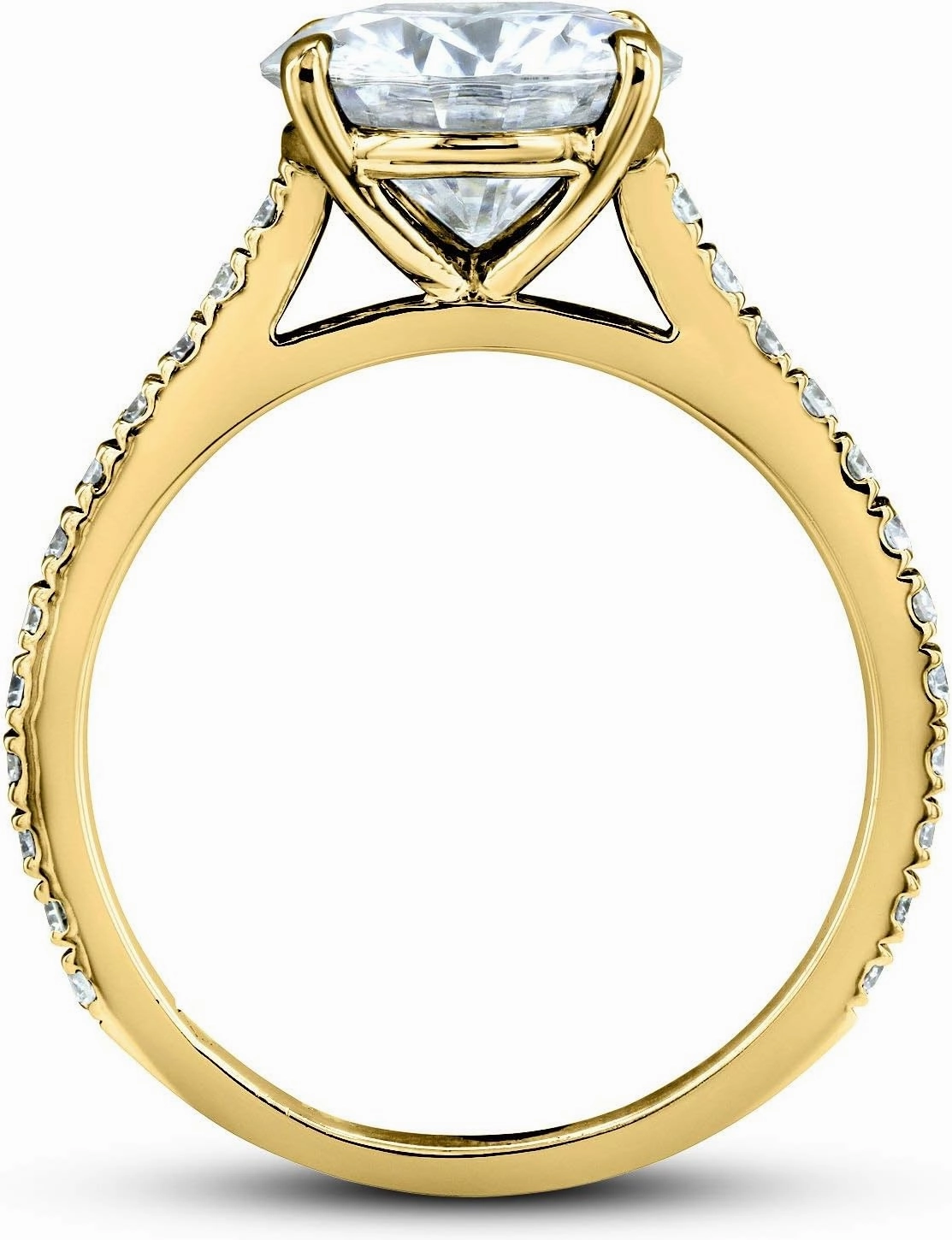 Kobelli Basket Cathedral 9mm Moissanite Ring 14k Yellow Gold (GH/VS, GH/I)