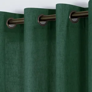 KOUFALL Dark Green Curtains 84 Inches Long for Living Room 2 Panels Set,Sheer Linen Black Grommet Semi Light Filtering Moody Curtains Drapes for Bedroom Dining Room,Emerald