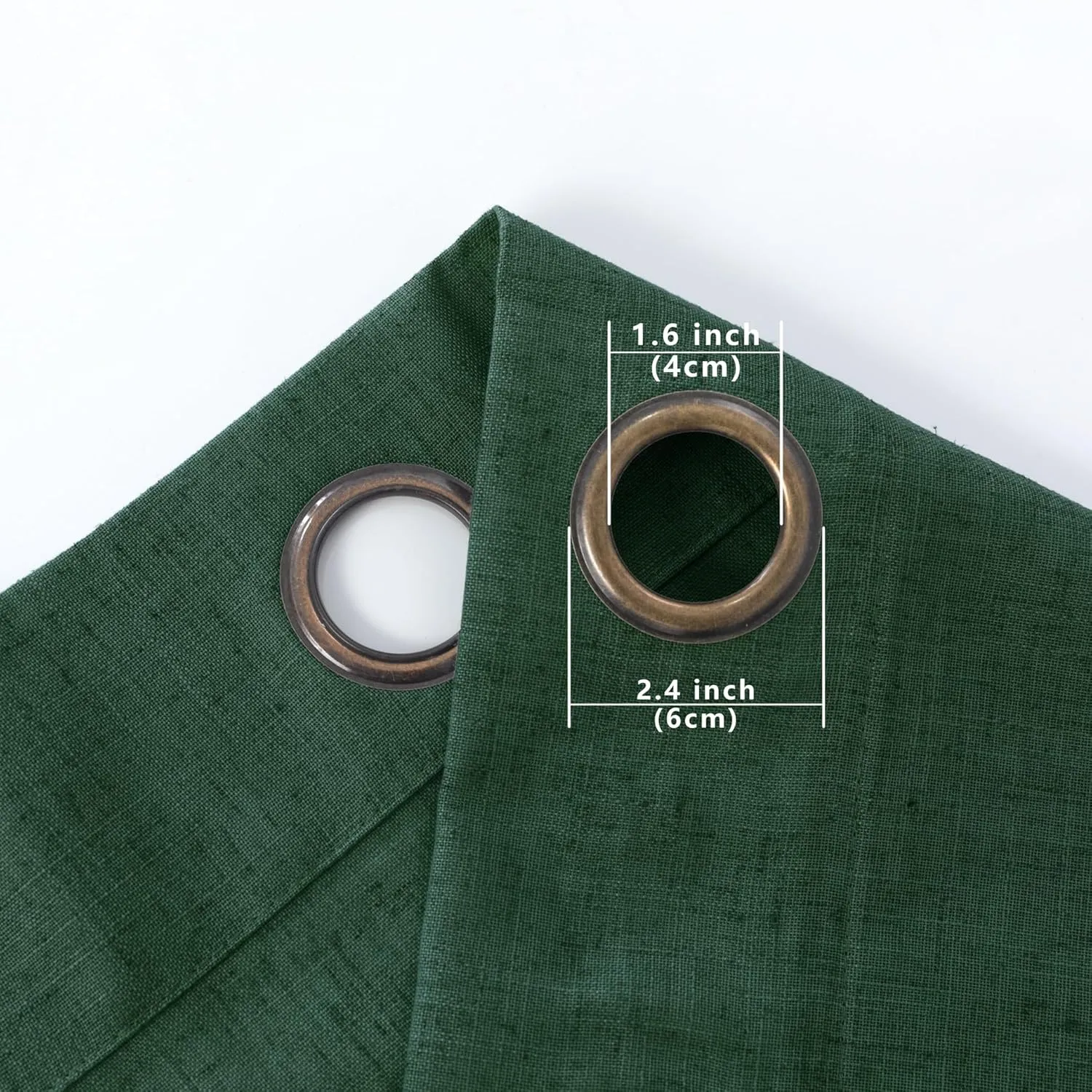 KOUFALL Dark Green Curtains 84 Inches Long for Living Room 2 Panels Set,Sheer Linen Black Grommet Semi Light Filtering Moody Curtains Drapes for Bedroom Dining Room,Emerald