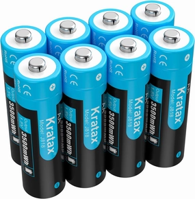 Kratax 1.5v Rechargeable AA Lithium Batteries 8 Pack 3500mWh 1.5 Volt li-ion Rechargeable AA Batteries, 1600 Cycles Long Lasting, Constant Voltage for Game Controller and Toy - Charger NOT Included