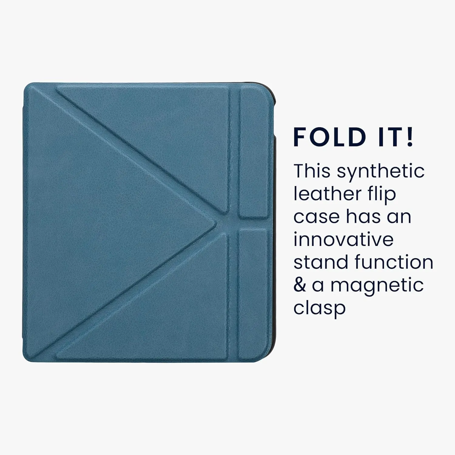 kwmobile Origami Case Compatible with Kobo Libra Colour Case - Slim PU Leather Cover with Stand - Petrol