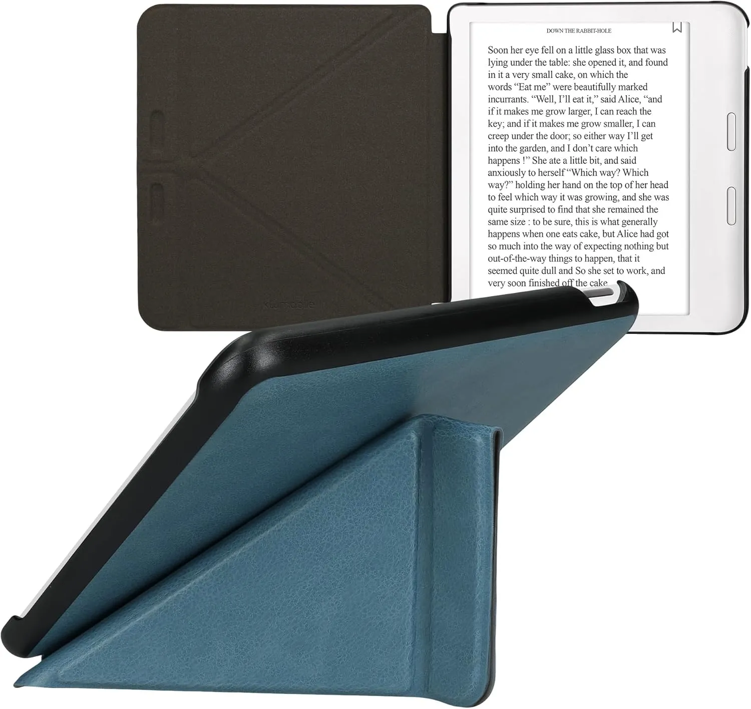 kwmobile Origami Case Compatible with Kobo Libra Colour Case - Slim PU Leather Cover with Stand - Petrol