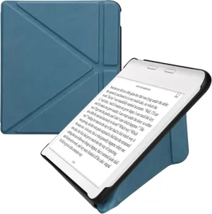 kwmobile Origami Case Compatible with Kobo Libra Colour Case - Slim PU Leather Cover with Stand - Petrol