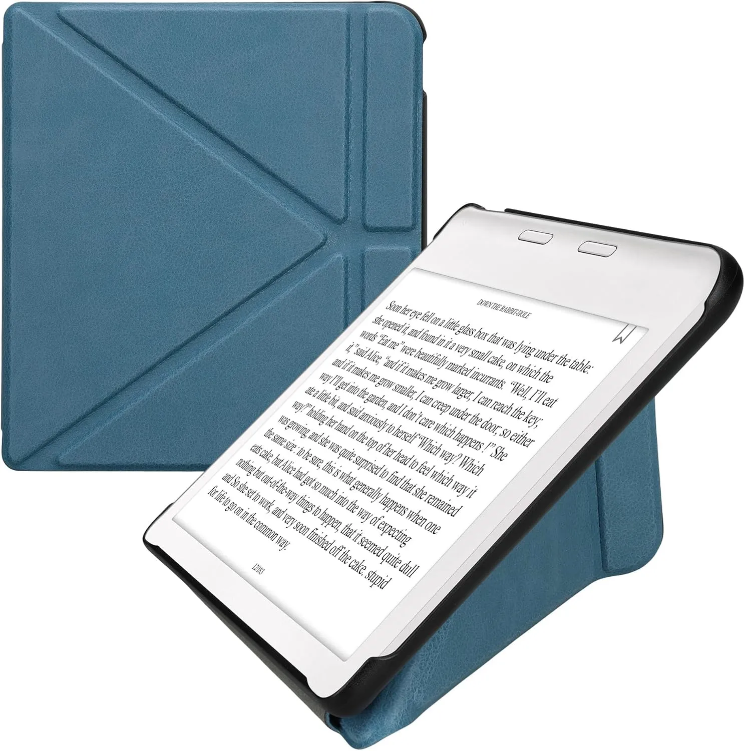 kwmobile Origami Case Compatible with Kobo Libra Colour Case - Slim PU Leather Cover with Stand - Petrol