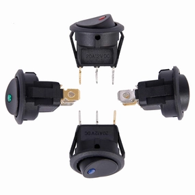 KWOKKER 4pcs DC 12V 3 Pins Car Auto Boat On/Off Round Dot LED Light Rocker Toggle SPST Switch for Flashing Chassis Dome Lights