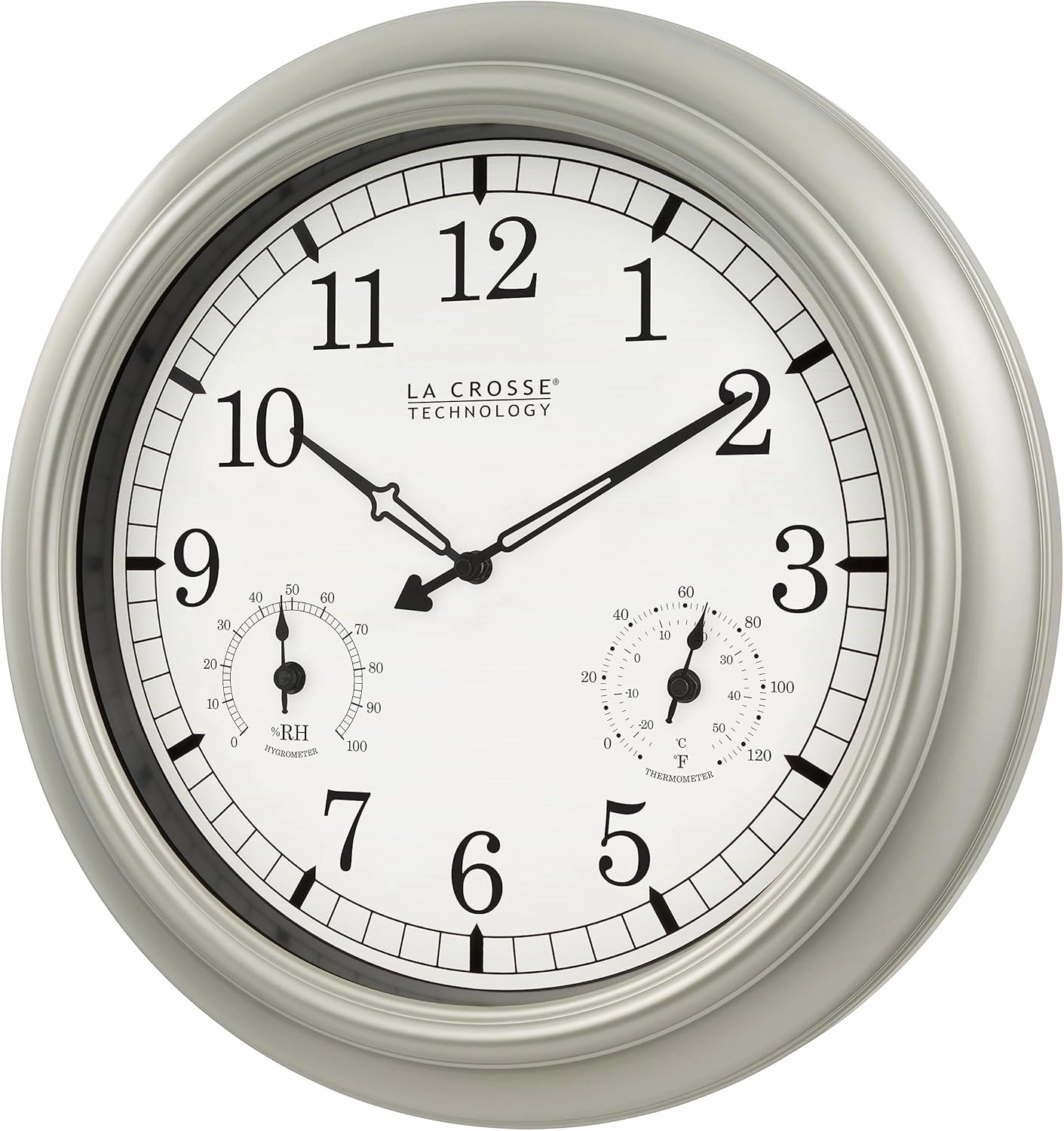 La Crosse Technology WT-3181PL-Q Quartz Indoor/Outdoor Wall Clock, 18"