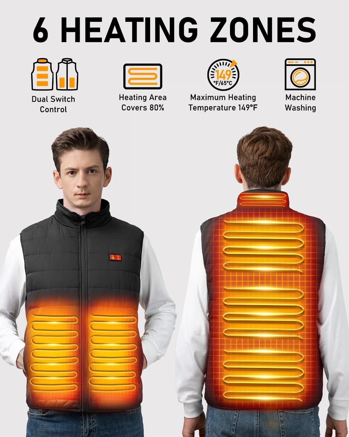 LABEWVI Heated Vest for Men Women with Battery Pack 7.4V 25000mAh, Rechargeable Heating Electric Lightweight Vest