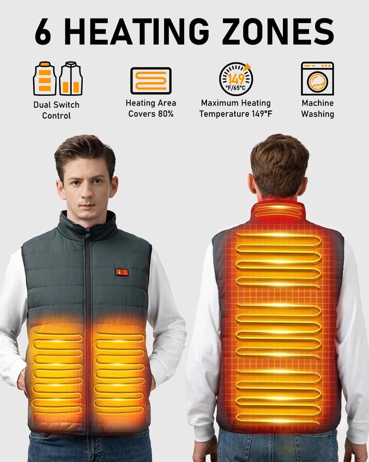 LABEWVI Heated Vest for Men Women with Battery Pack 7.4V 25000mAh, Rechargeable Heating Electric Lightweight Vest