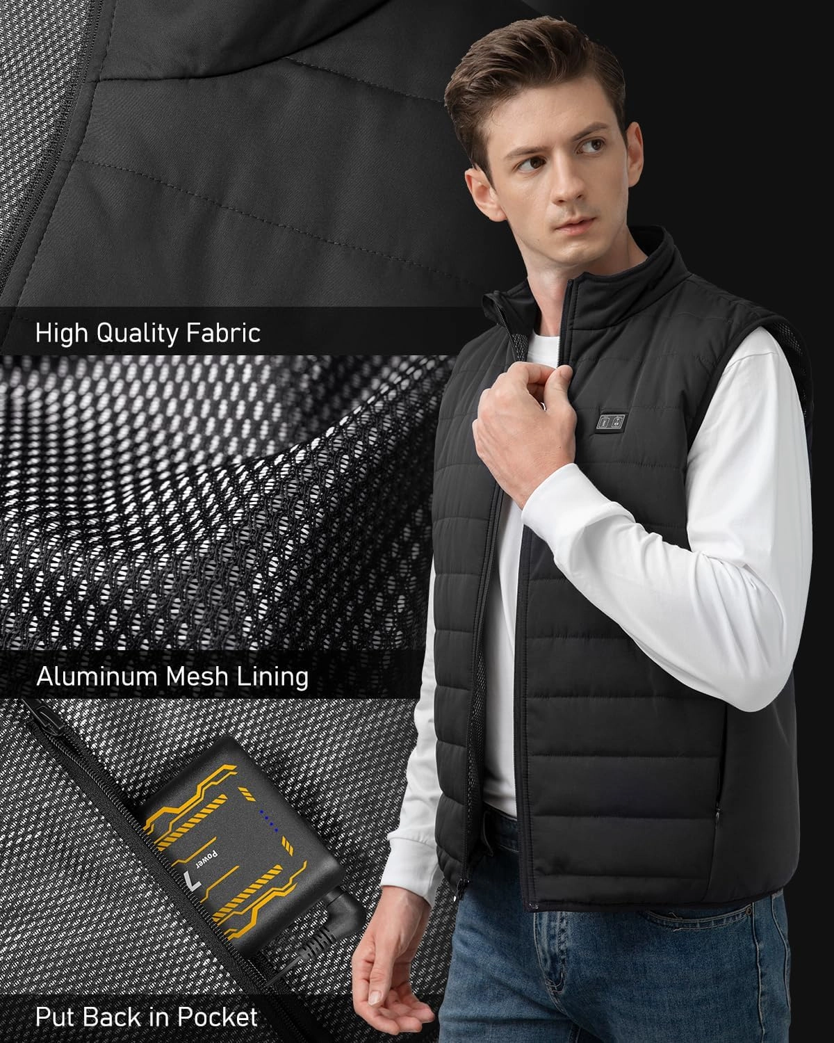 LABEWVI Heated Vest for Men Women with Battery Pack 7.4V 25000mAh, Rechargeable Heating Electric Lightweight Vest