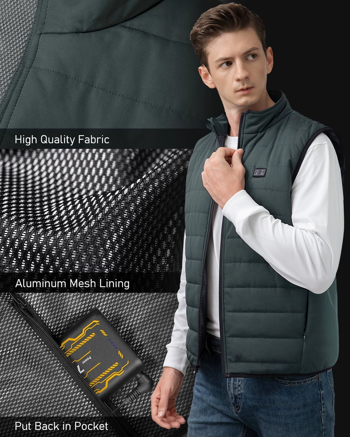 LABEWVI Heated Vest for Men Women with Battery Pack 7.4V 25000mAh, Rechargeable Heating Electric Lightweight Vest