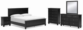 Lanolee King Panel Bed with Mirrored Dresser, Chest and Nightstand