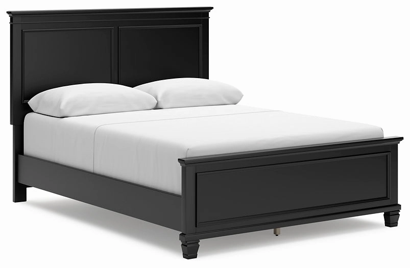 Lanolee Queen Panel Bed with Mirrored Dresser and Chest