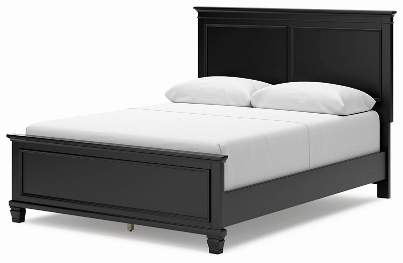Lanolee Queen Panel Bed with Mirrored Dresser and Nightstand