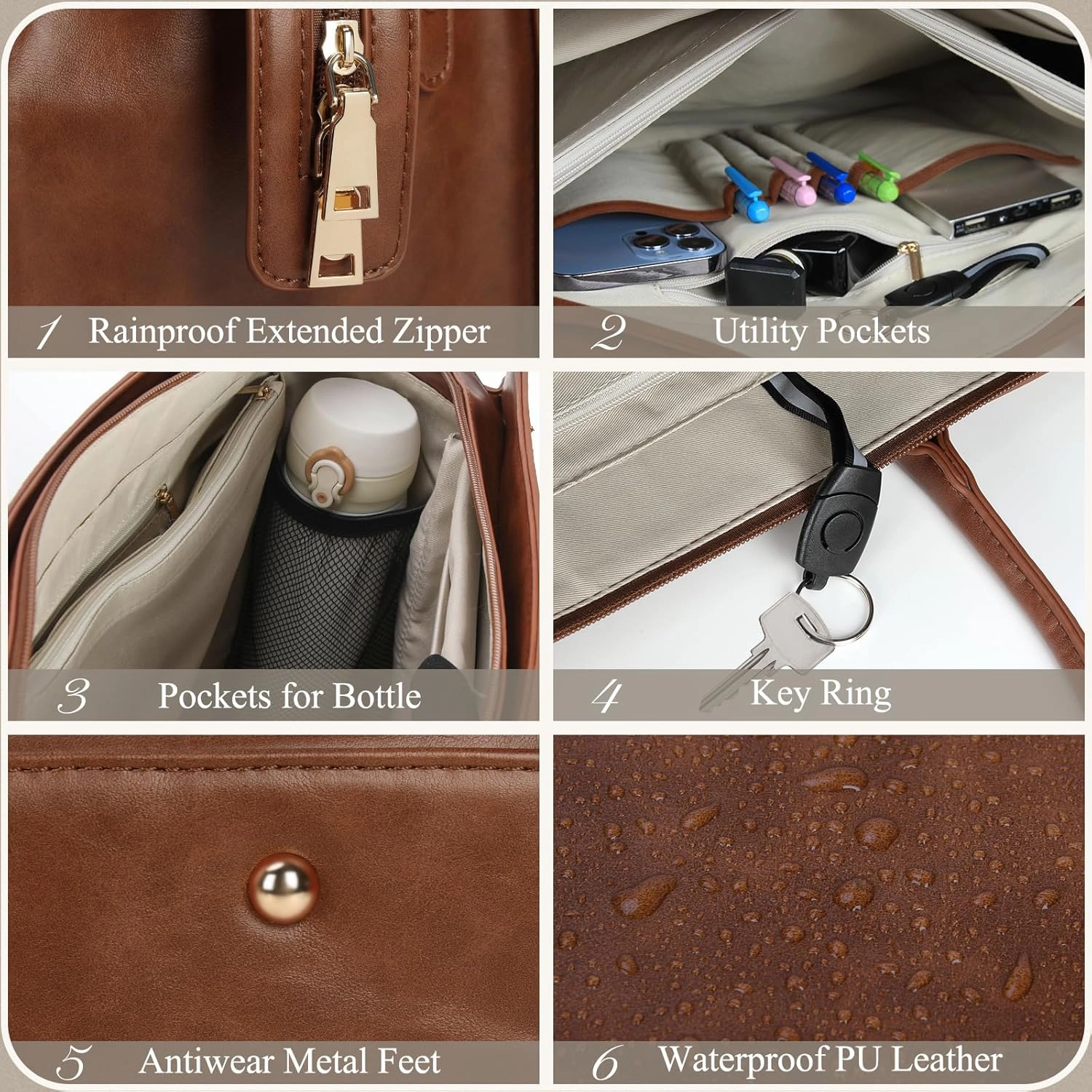 Laptop Bag for Women 15.6 inch Leather Tote Bag 2pcs Set Professional Work Bag with Clutch Purse Large Office Computer Bag Teacher Bag Shoulder Bag (Retro Brown)