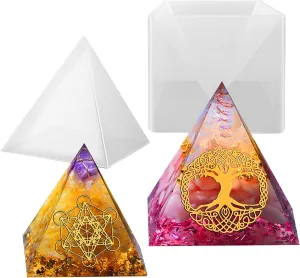 Large Pyramid Silicone Molds Big Pyramid Resin Mold Epoxy Resin Casting Molds with Plastic Stand Base for Jewelry Casting DIY Crafts