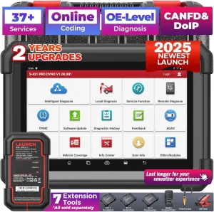 LAUNCH X431 PRO Dyno 2025 Upgrade Bidirectional Scan Tool for 99.99% of Cars, ECU Coding, Active Tests, 38  Services, All System Diagnostic Scanner, CAN-FD & DoIP, FCA AutoAuth, 2 Years Free Update