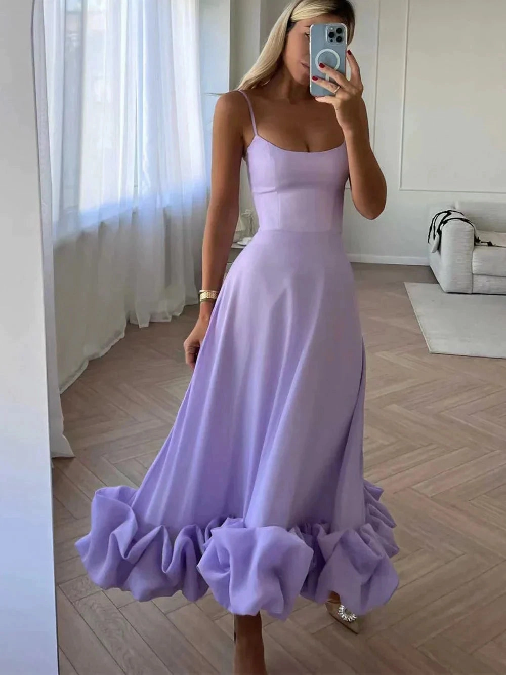 Lavender Ruffle Dress - Lightweight Summer Streetwear Fashion