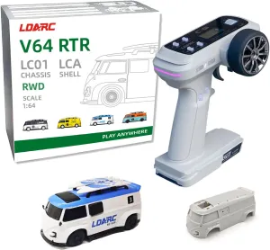 LDARC 1:64 Scale Mini RC Racing Car RTR 2.4GHZ Hobby Grade Remote Control Vehicle Model with RGB Lighting Comes with a DIY Replaceable Body Shell