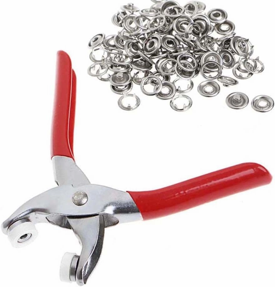 Leadigol Snap Fasteners Kit, 100 Sets Snap Buttons   Fastener Pliers Press Tool Kit, No-Sew Button Fasteners Studs for DIY Sewing Crafting