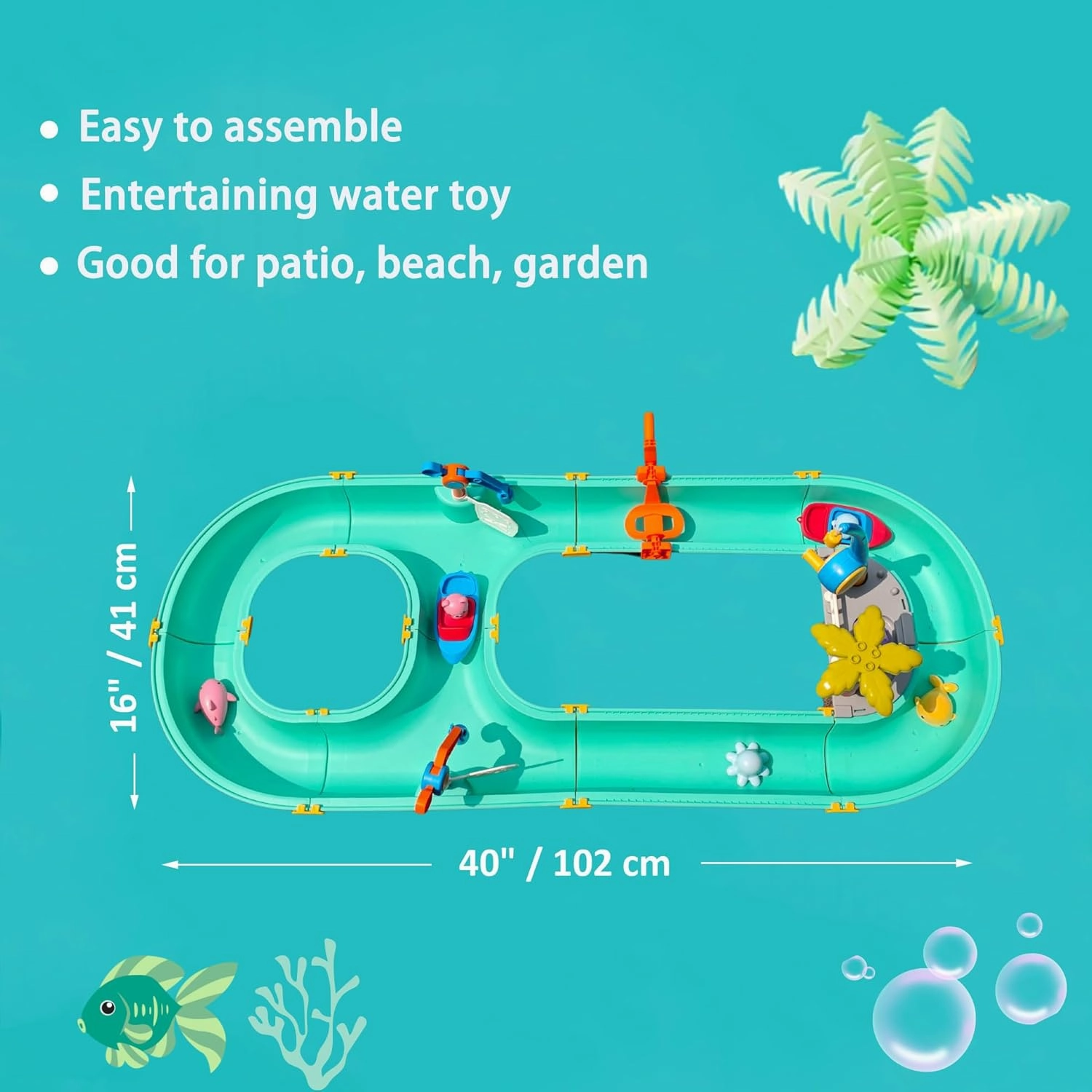 Leak-Proof Kids Water Table with Cover, Outdoor Play Toys Playset for Toddlers 3-5 Ages 4-8 for Outside Garden Beach Pool