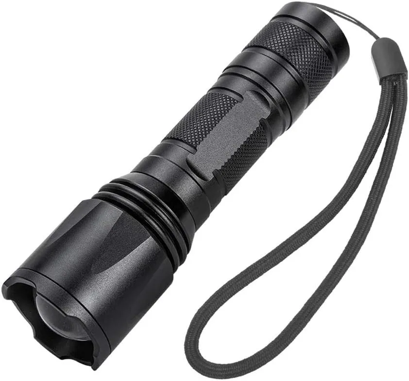 LED Torch Zoomable Flashlight Super Bright Adjustable Focus Pocket Handheld Light for Camping Dog Walking Hiking 140X40X30mm