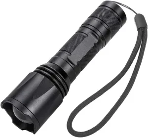LED Torch Zoomable Flashlight Super Bright Adjustable Focus Pocket Handheld Light for Camping Dog Walking Hiking 140X40X30mm