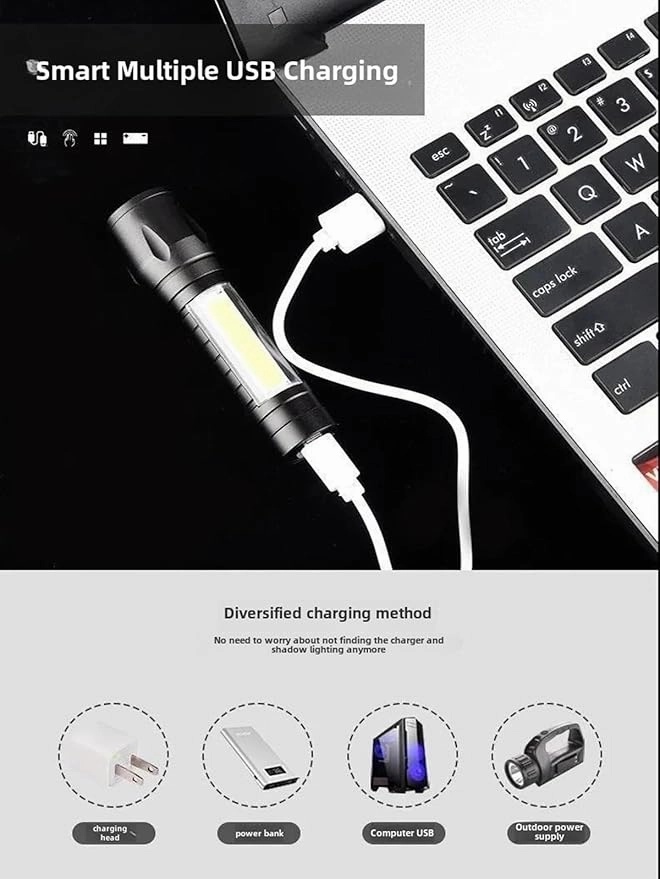 LED Flashlights, High Powered 10000 Lumens Super Bright Mini Pocket Flashlight, Rechargeable, Zoomable Waterproof Flash Lights for Emergency, Outdoor, Home, Camping, Hiking