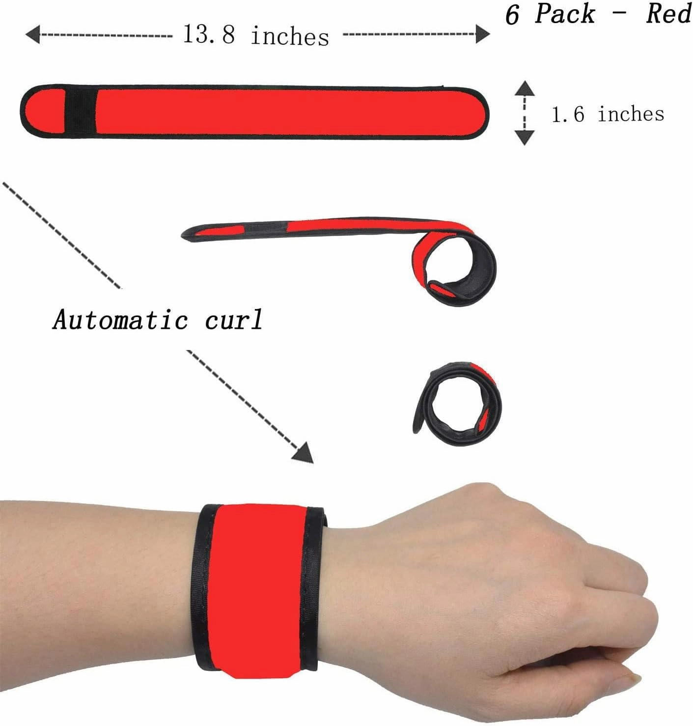 LED Glow Slap Bracelets Light Up Wristbands Flashing Arm Wrist Bands High Visibility Safety Gear Lights for Cycling Walking Running Concert Camping Outdoor Sports, Fits Women Men